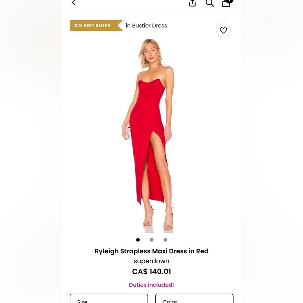Superdown Scarlet Strapless Maxi Dress
